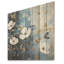 Minimalisme blanc et bleu - Bouton d'or sur bois de pin naturel-691228771
