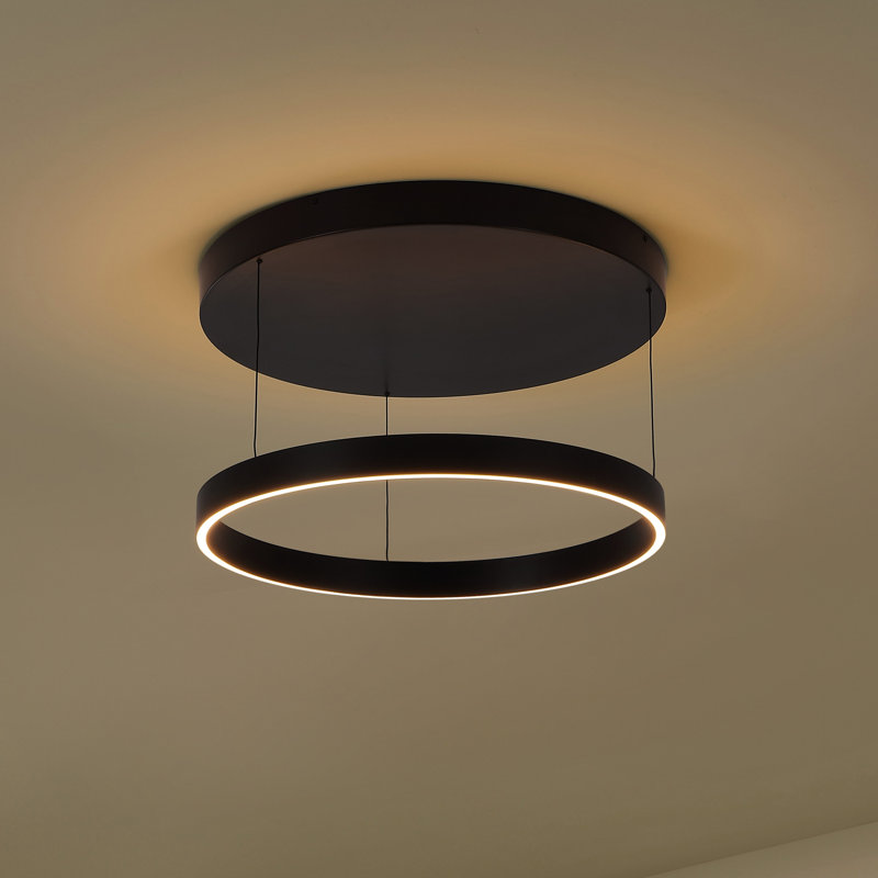 Luminaire suspendu réglable en métal à anneau réglable en métal 23,75 po Laverton, Noir, noir, noir, noir