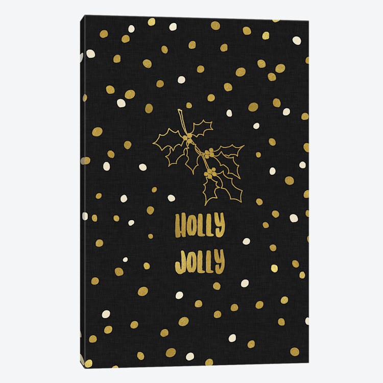 « holly jolly », art textuel sur toile, H 40 po x l 26 po x P 1,5 po, Toile tendue, Pas de tapis