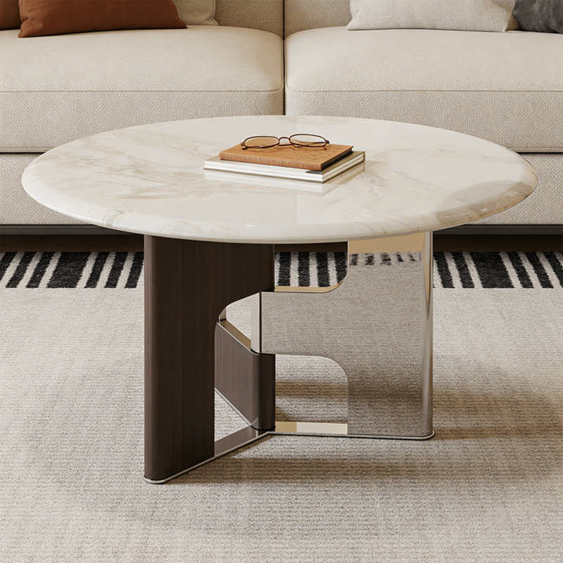 Table basse Luxury, H 15,7 po x l 31,5 po x P 31,5 po, Gris / Blanc