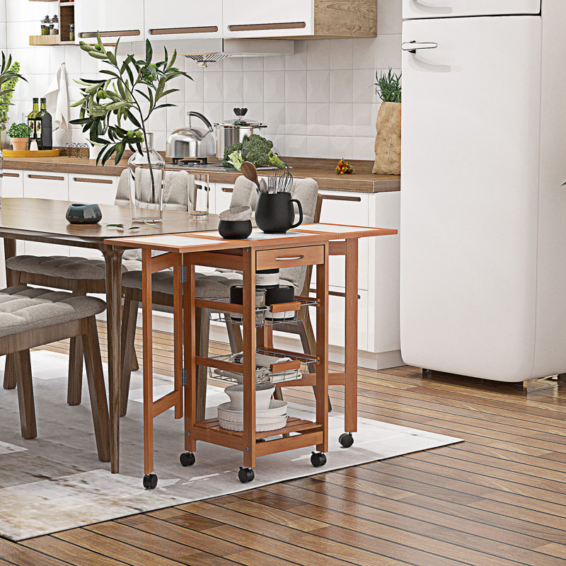 Îlot de cuisine moderne en bois avec abattant (sans tabouret inclus)