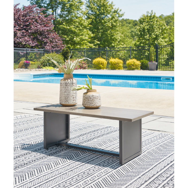 Rectangular Outdoor Side Table , 38 " W 16 " D