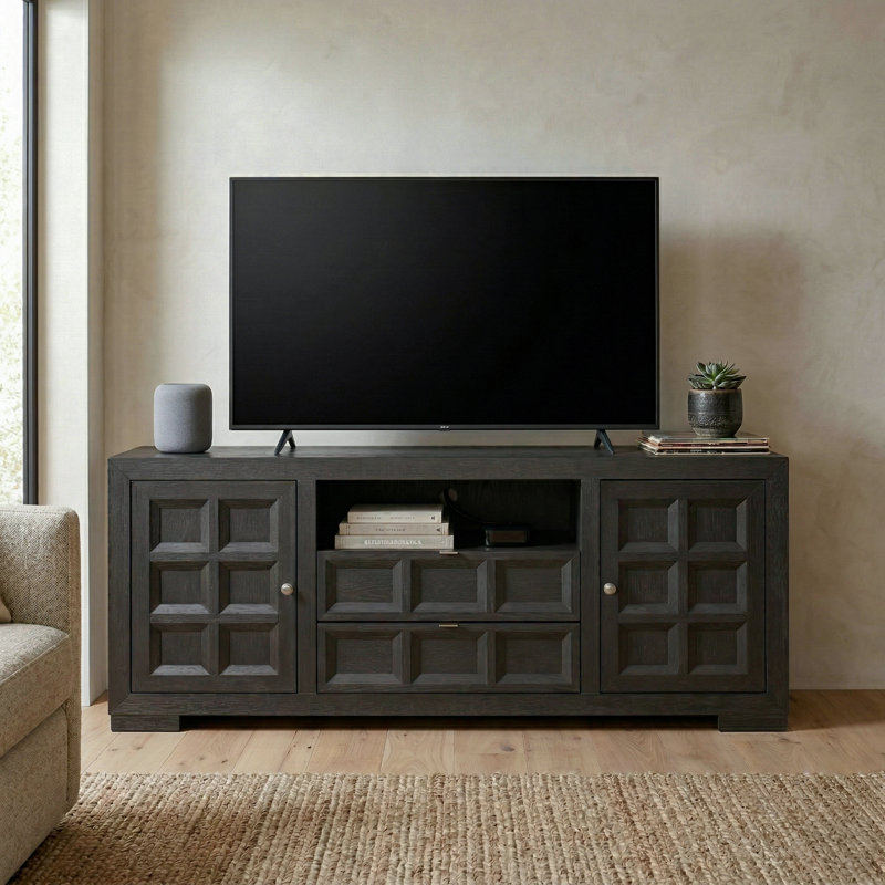 Schell 72" TV Stand with Cabinets and Drawers, Black