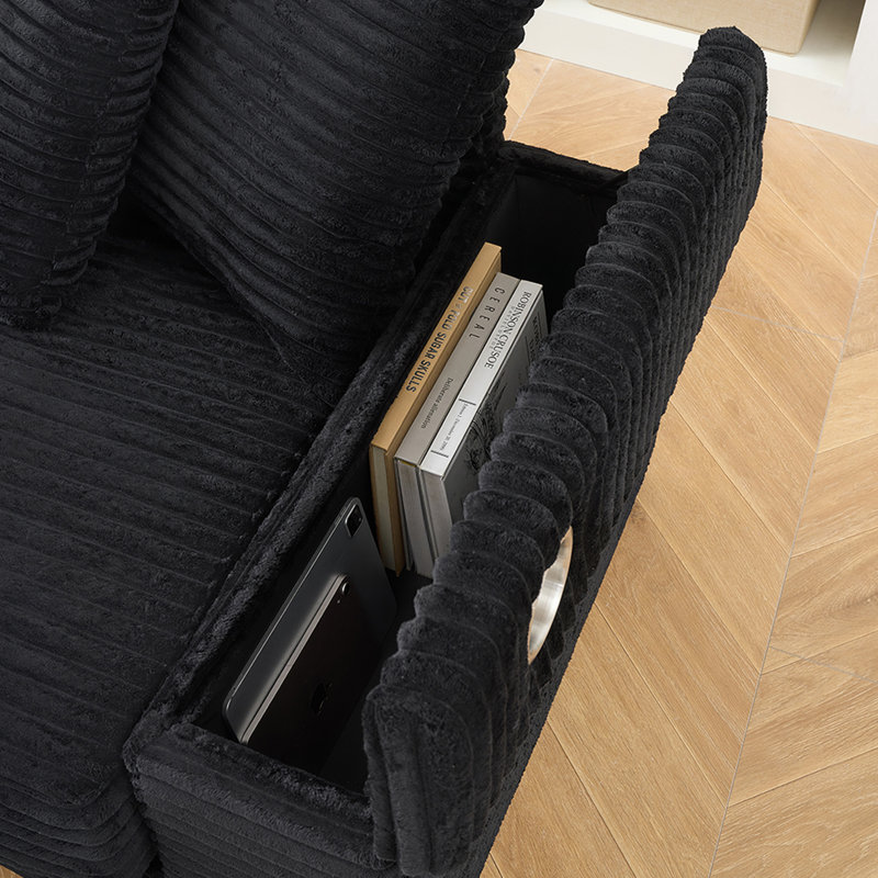 Canapé inclinable confortable avec porte-gobelet et rangement pour différentes pièces, Black