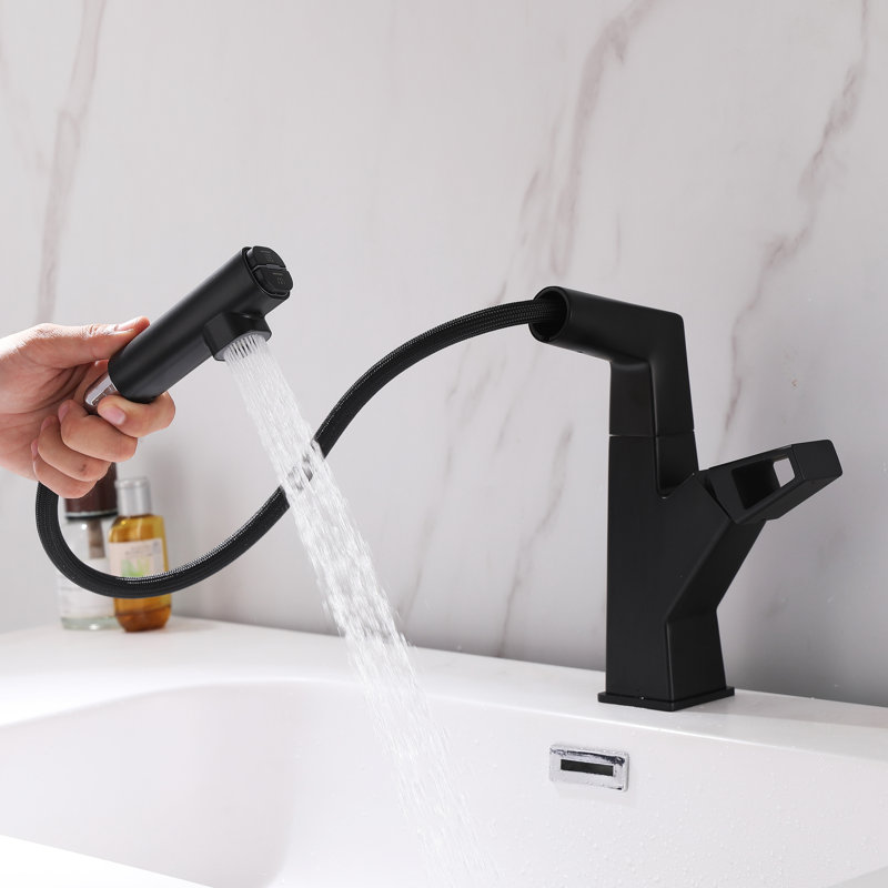 360° Swivel Single Handle Sink Pull Out Faucet Brass Material Mixer Faucet For Kitchen And Bathroom With Hot And Cold Water