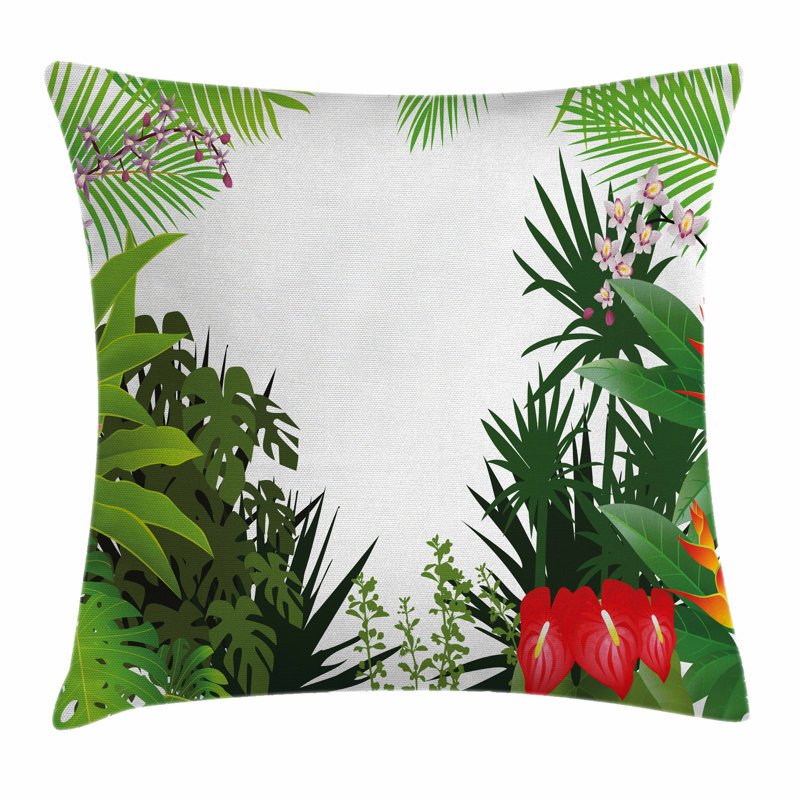 Housse de coussin carrée hibiscus anthurium leaves Leaf, 16 po x 1 po