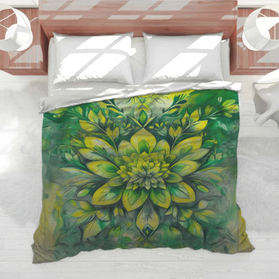 Green Floral Illustration Comforter