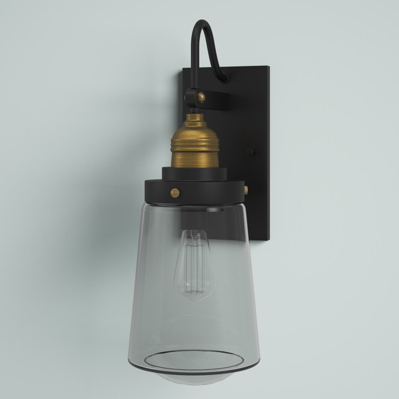 Wellfleet Wall Light in Black/Warm Brass, 20.75" H x 7.5" W x 7.5" D, Black/Warm Brass