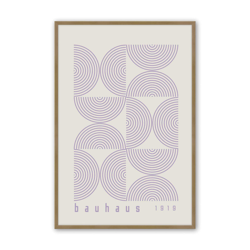 Mauve Bauhaus, affiche de composition I, Or brossé, H 15,25 po x l 12,25 po x P 1,25 po