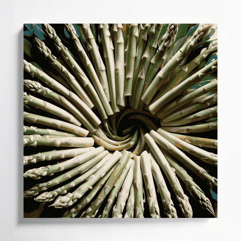 Art mural sur toile légumes asperge brun et blanc, H 12 po x l 12 po