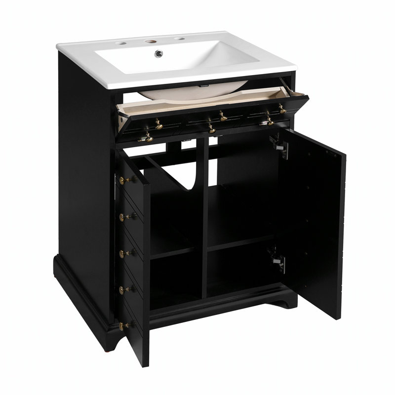 Meuble-lavabo de 24 po avec lavabo en céramique, élégance moderne et fonctionnalité exceptionnelle pour tout décor