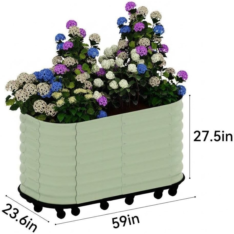 Metal Raised Garden Bed, 70cm H x 60cm W x 150cm D, Green