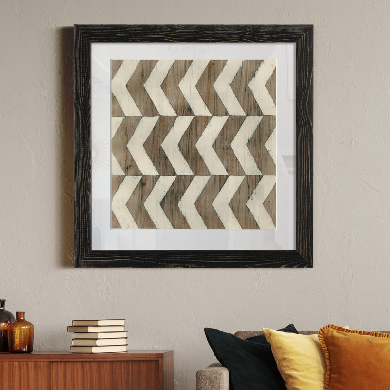 Driftwood Geometry III-impression d’art graphique encadrées sur papier, Cadre noir, H 21 po x l 21 po x P 1 po