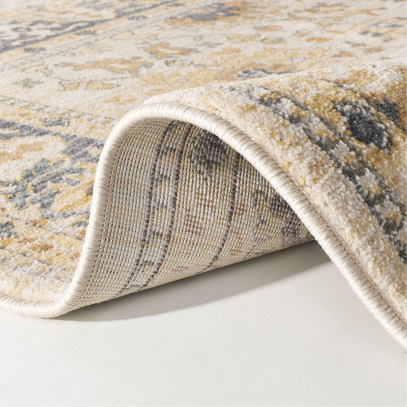 Tapis en polypropylène beige / gris clair Ralph Lauren Claire, Tapis de couloir 2 pi 6 po x 8 pi