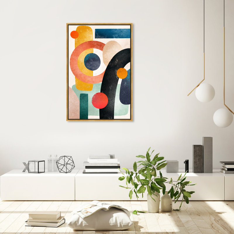 «Bright Shapes», reproduction d'impression sur toile, H 36 po x l 24 po x 1,5 po, Toile encadrée d'or