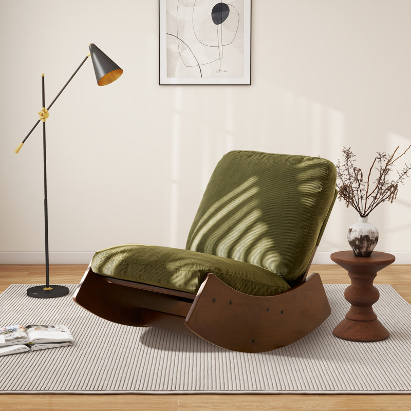 Chaise berçante en bois massif Latiah, Blanc