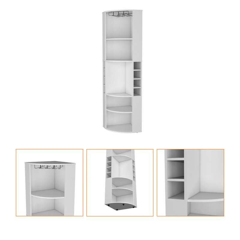 White Bar Cabinet With 5 Generous Shelves - Ideal For Living Area, And Long-lasting Spacious Fits Corners Excellently,