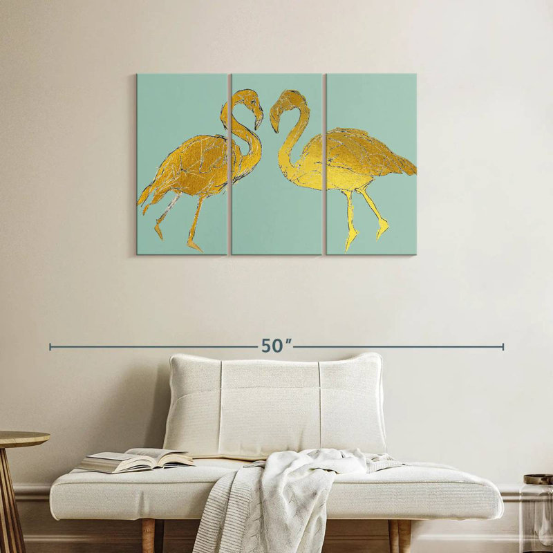 Brampt Golden Flamingo I, 24" H x 38" W