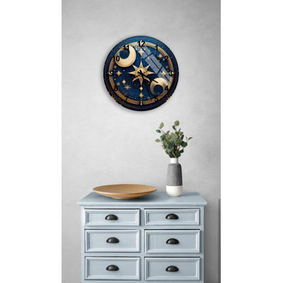 Horloge murale géométrique ronde en verre trempé 14 po