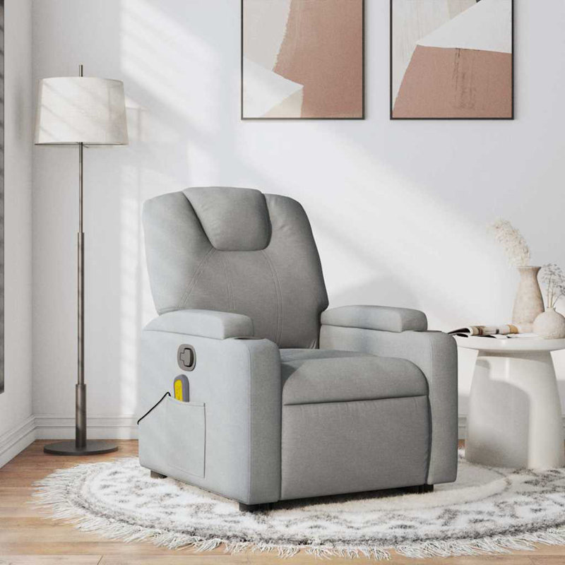 Fauteuil inclinable manuel vidaXL, réglable, en tissu, Gris clair, Power