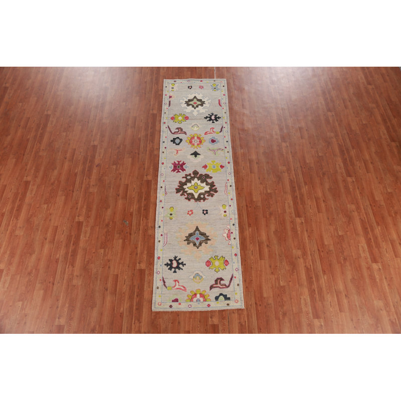 Tapis de couloir en laine teint à la main Oushak
