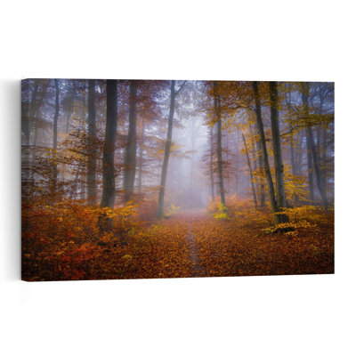 Misty Autumn Forest Path Ethereal Peaceful Serene Autumn Forest Wall Art Print
