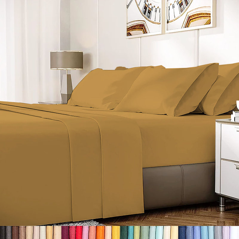 Ensemble de draps en rayonne de bambou 6 pièces , Ensemble de draps pour taille de lit très grand a, Médaillon