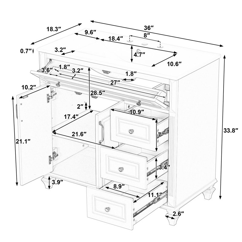 Meuble-lavabo simple 36 po avec lavabo