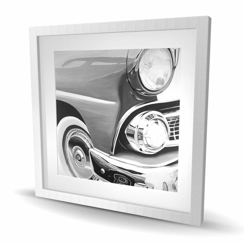 Beautiful Old Car - impression encadrée en noir et blanc pour la décoration