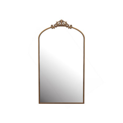 Wall Mirror 43X24 Inch Vintage Ornate Arched Floor Mirror Metal Framed Mirror Dressing Mirror, For Entryway, Living Room, Bedroom,  Antique Bronze