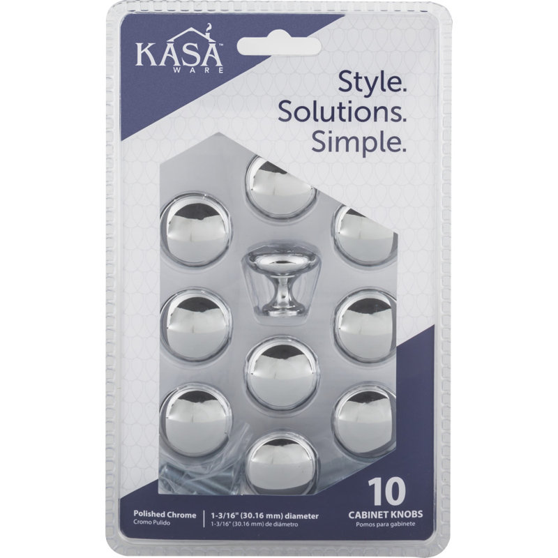 1 3/16" Diameter Mushroom Knob Multipack, Polished Chrome