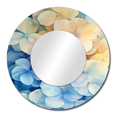 Abstract Hydrangea Horizon Of Simplicity I - Floral Mirror For Wall Art Decor - Printed On Metal
