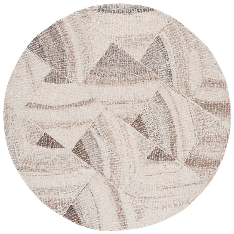Abstract 778 Hand Tufted Wool Pile Geometric Indoor Use Only Rug, Round 6'