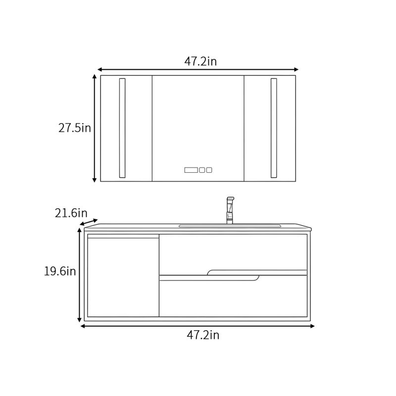 Nordic style simple bathroom cabinet, 47"
