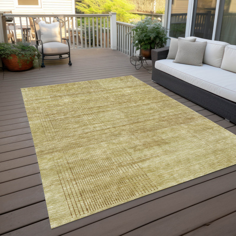 Tapis intérieur / extérieur en polyester tissé à la machine Malchow, Rectangle 2 pi 6 po x 3 pi 10 po