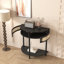 Console unique en demi-lune avec porte coulissante en rotin