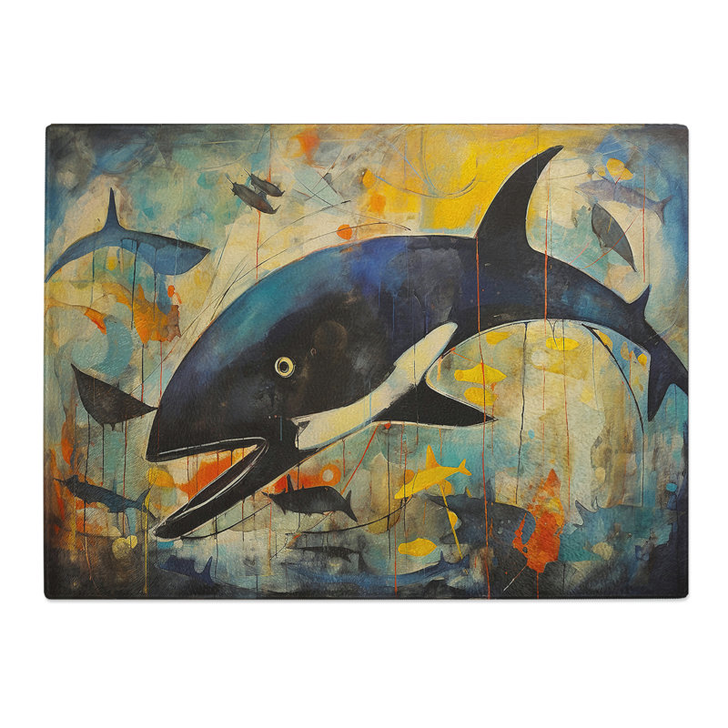 Whale Abstract  Glass Chopping Board