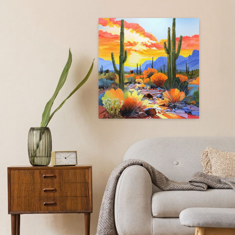 Désert Splendor contemporain abstrait lavande, paysage naturel, H 24 po x l 24 po