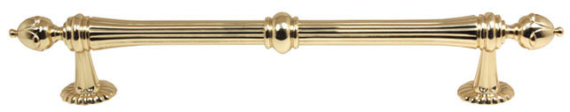 Ornate Brass Appliance Pull, 8", Polished Brass