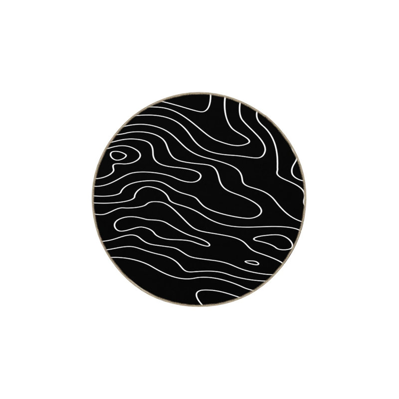 Tapis noir lavable à motif rayé à motif noir, Rectangle 5 pi 2 po x 7 pi 7 po
