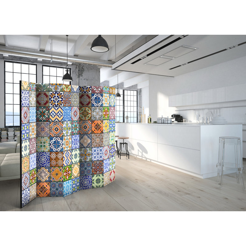 225cm W x 172cm H 5 - Panel Wood Folding Room Divider