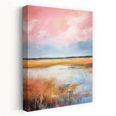 Ciel rose au-dessus d'un paysage moderne et coloré