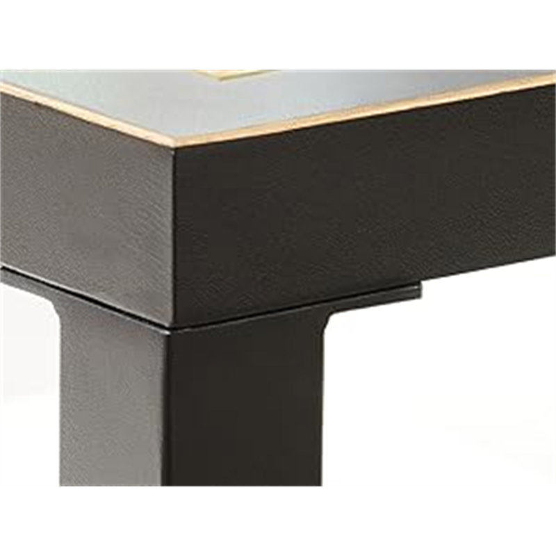 Table basse carrée 27,56 po avec plateau en verre trempé et structure en métal noir
