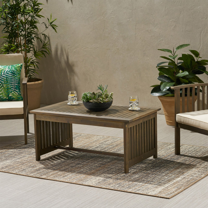 Grace Broad Acacia Wood Outdoor Coffee Table in Gray