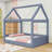 Full Size Upholstered House-Shaped Daybed with Touchable LED Lighting and Slats-1926660184