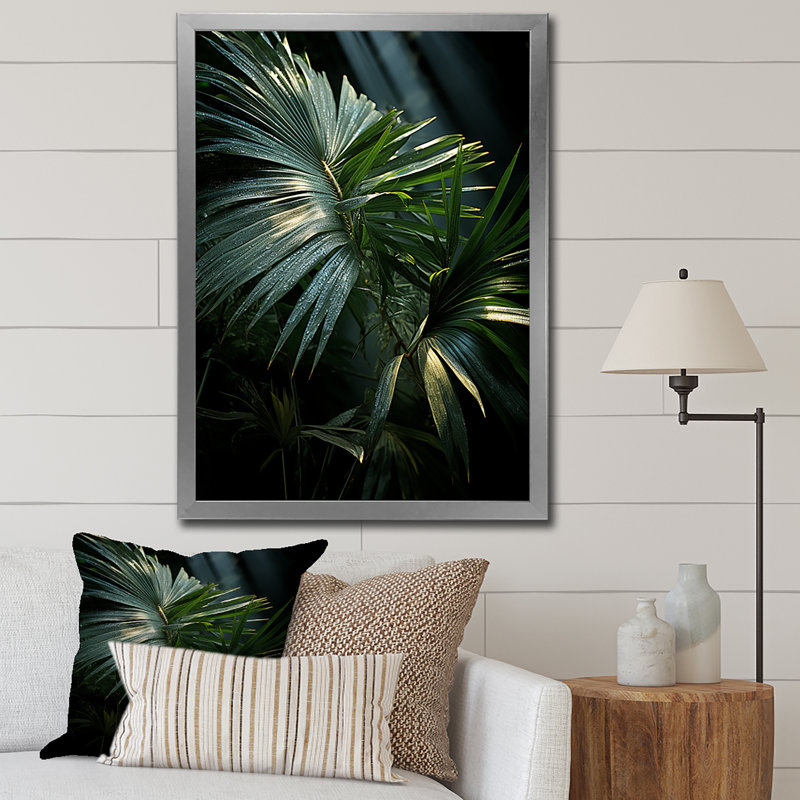 «Palm Trees Jungle I», reproduction sur toile florale, H 20 po x l 12 po x P 1 po, Cadre photo argenté