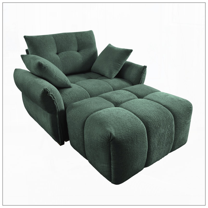 Chaise d'appoint moderne avec repose-pieds pour le salon, Vert