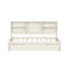 Structure de lit simple avec tablettes latérales et tiroirs, compartiments de port blanc crème et fonction de chargement-126014086