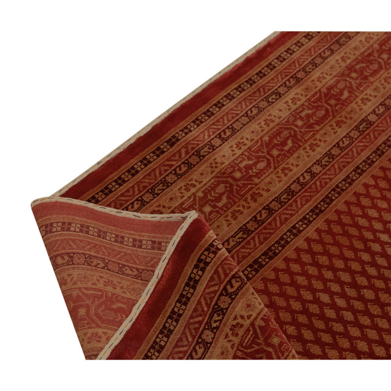 Wool Geometric Area Rug in Red/Black/Caramel