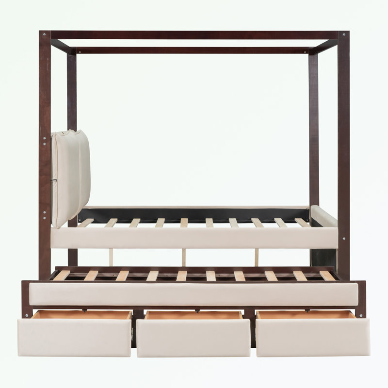 Lit avec rangement Kiniah, Beige